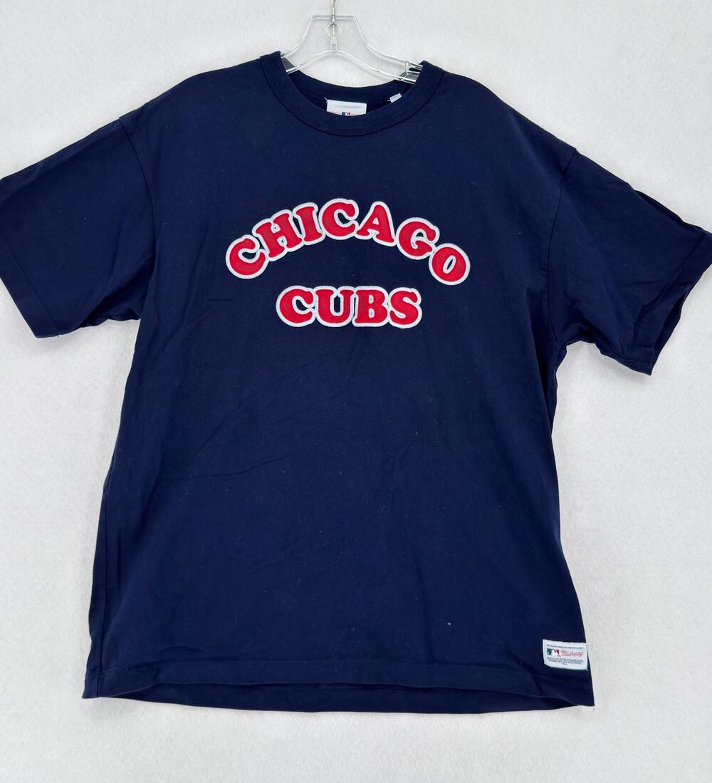 Madhappy MLB Chicago Cubs Cooper Mens Navy Blue Heavyweight Crew T Shirt Sz L